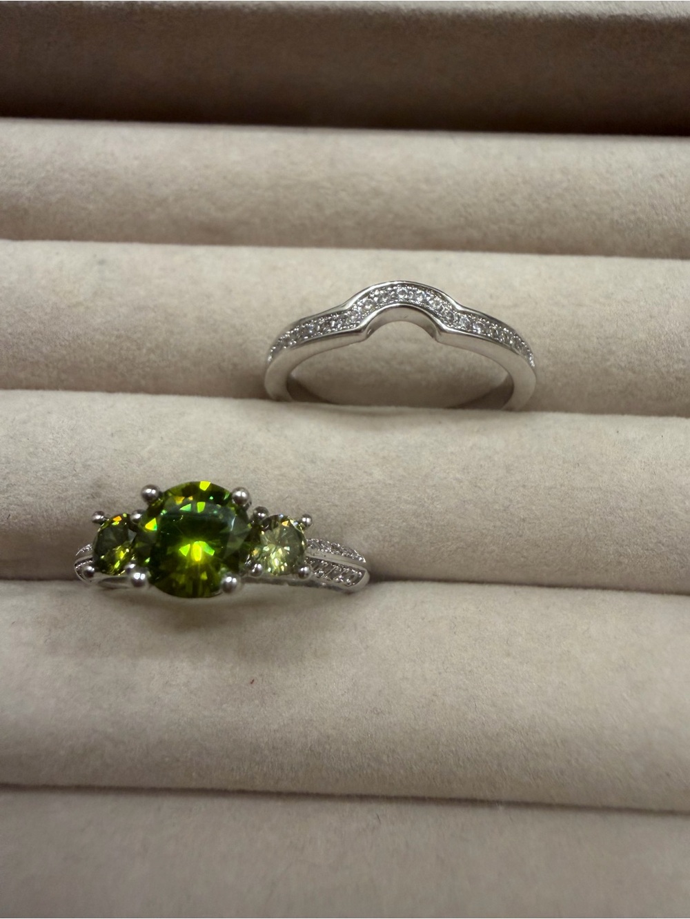 Sterling Silver Peridot Three-Stone Ring